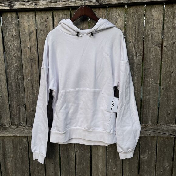 STOIC Midweight 100% Cotton WhiteEmbroidered Logo Hoodie-Size XS Gorpcore - Picture 1 of 8